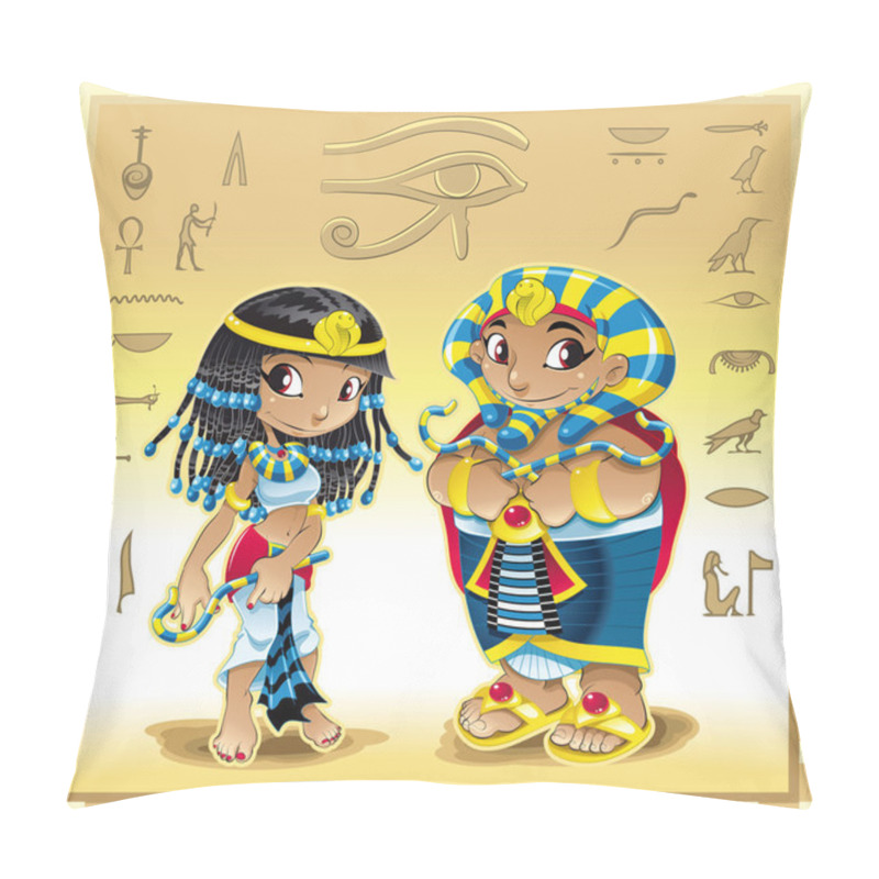 Personality  Pharaoh And Cleopatra With Background Pillow Covers