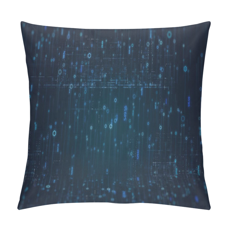 Personality  Data Technology Background, Code Hexagon Digital Grid Line Rise Up, Dark Blue, Big Data Concept Pillow Covers