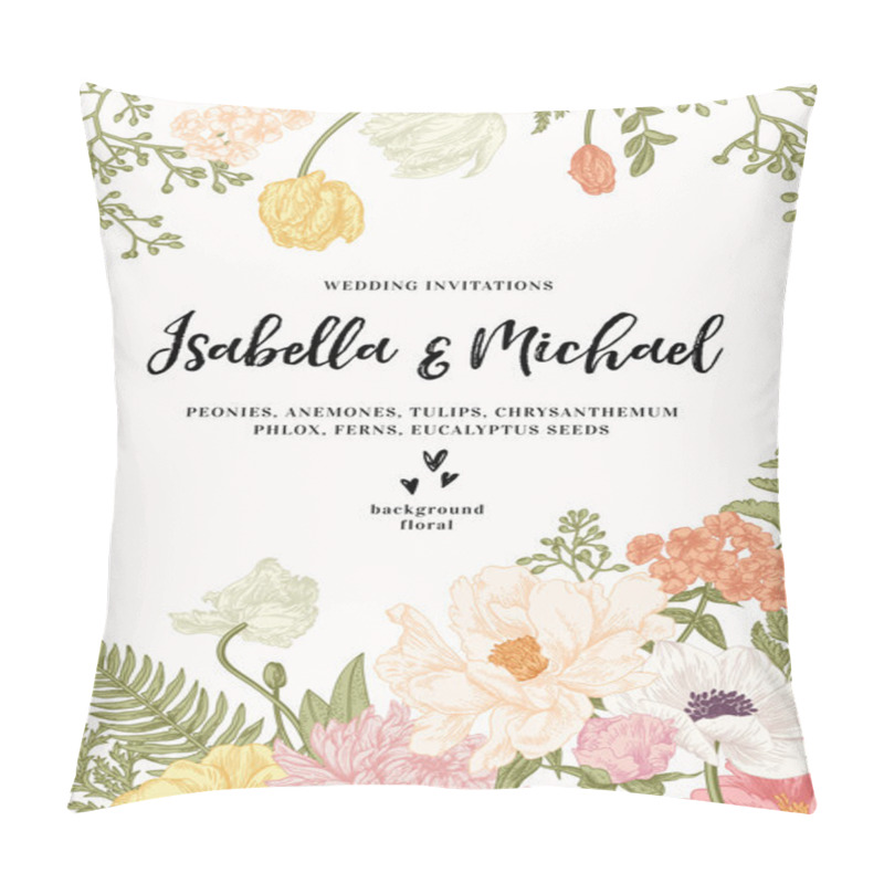 Personality  Wedding Invitation With Flowers Pillow Covers