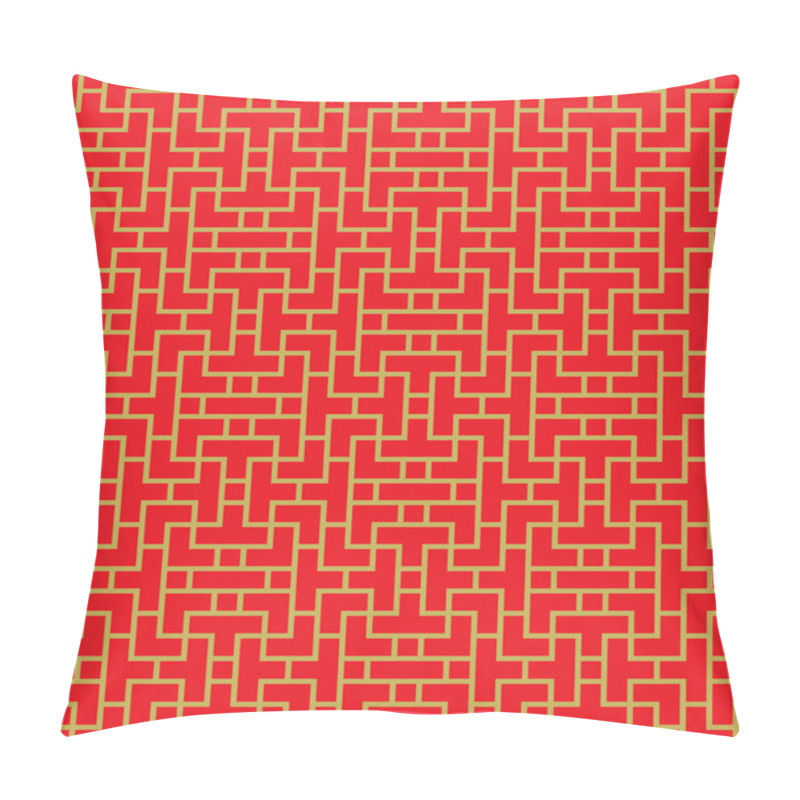 Personality  Golden Seamless Chinese Lattice Geometry Line Pattern Background. Pillow Covers