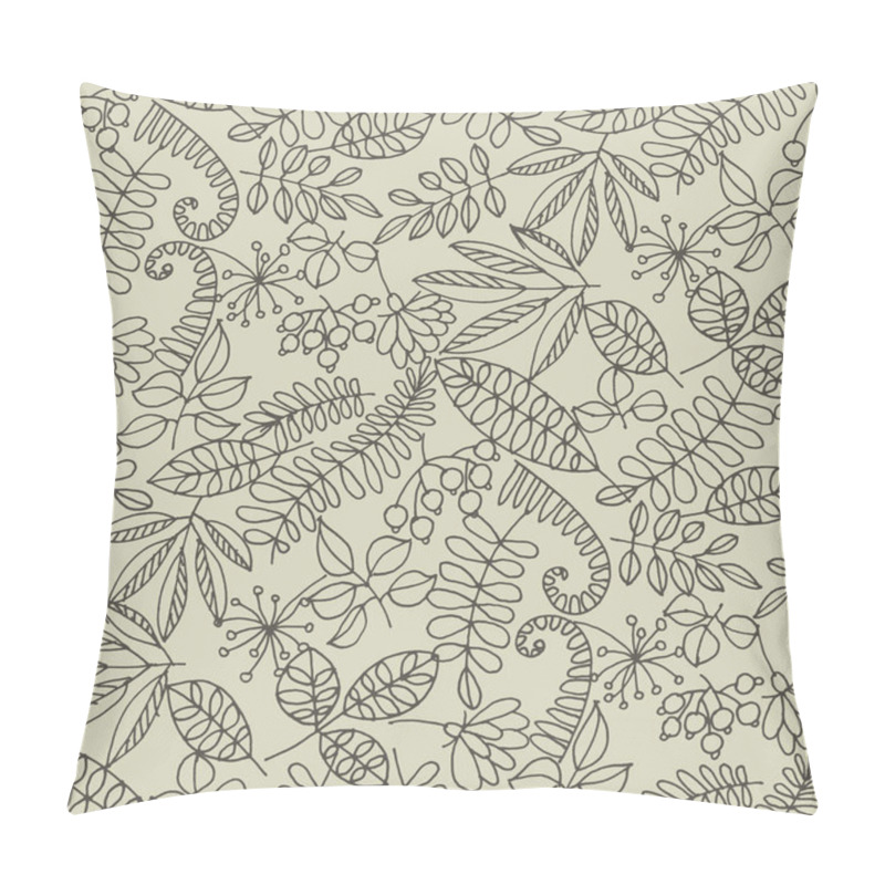 Personality  Forest Leaves Hand Drawn Contour Seamless Pattern Pillow Covers