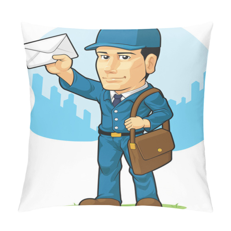 Personality  Cartoon Of Postman Or Mailman Pillow Covers