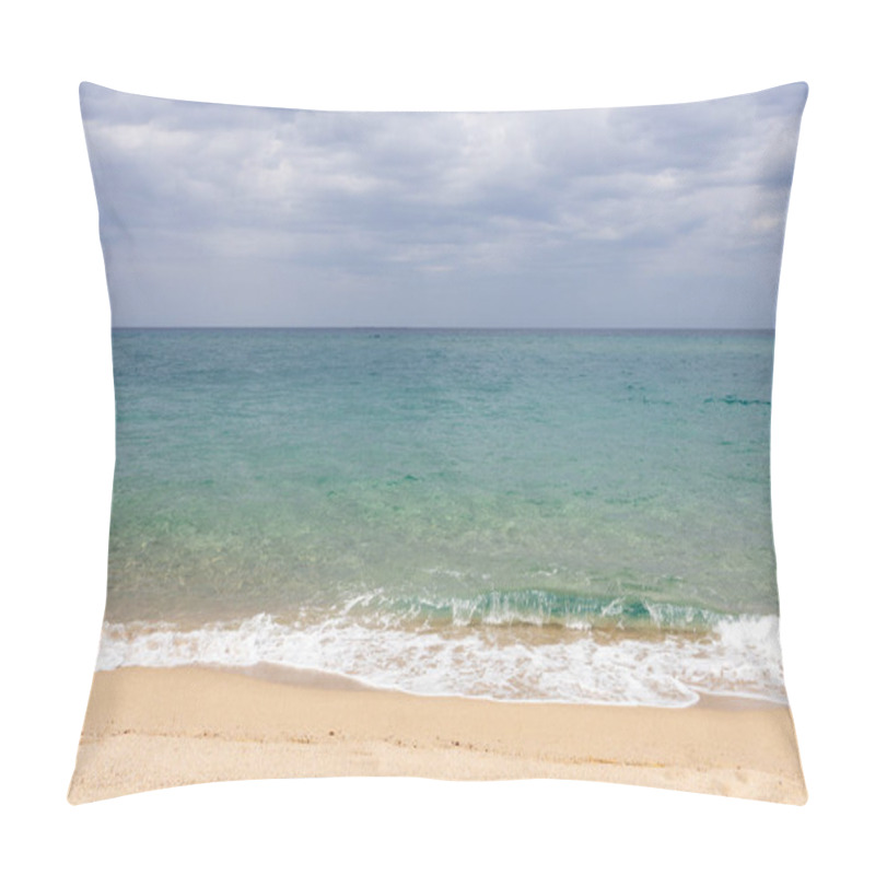 Personality  Serene Beach With Turquoise Water And Cloudy Sky Pillow Covers