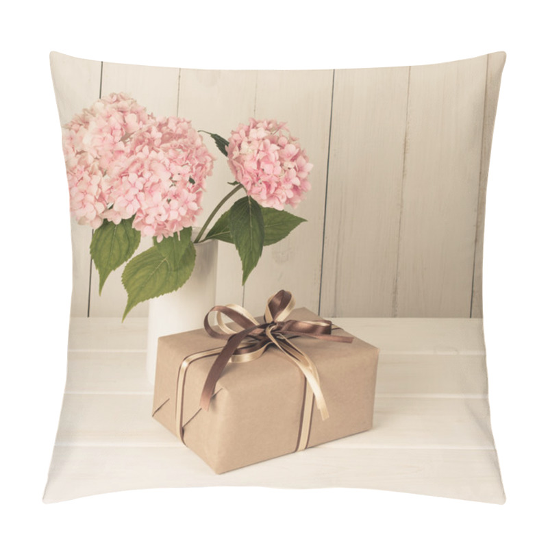 Personality  Hortense In Vase And Gift Box On Wooden Board Pillow Covers