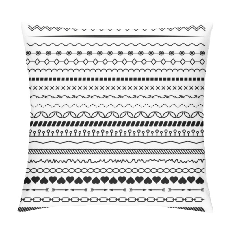 Personality  Set Of Line Borders Vector Illustration. This Vector Features A Diverse Set Of Line Borders In Various Styles And Patterns.  Pillow Covers