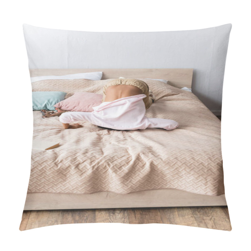 Personality  African American Girl Hiding Head While Having Fun On Bed At Home Pillow Covers