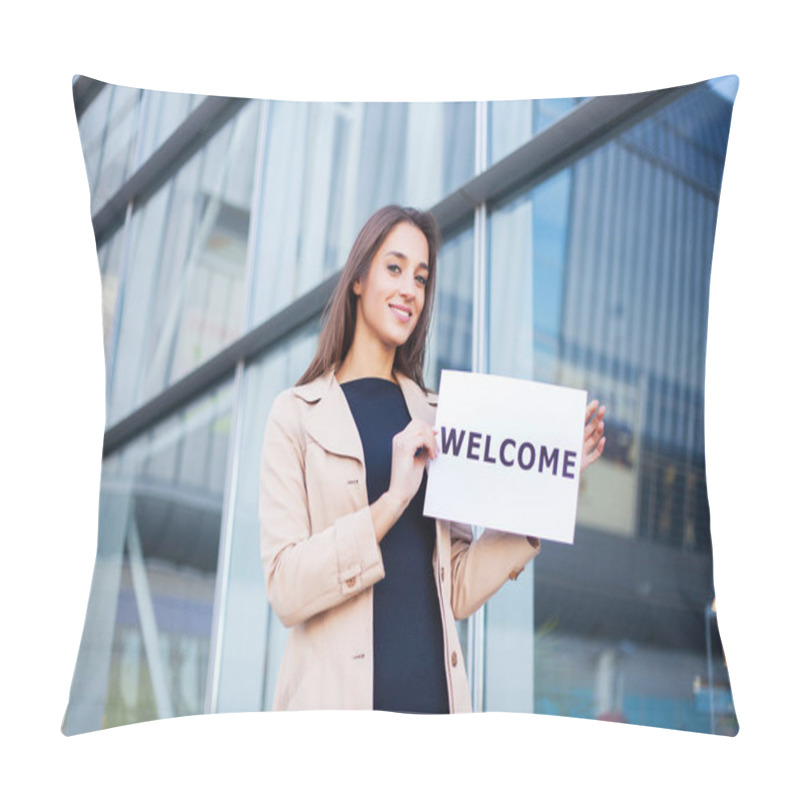 Personality  Women Business With The Poster With Welcome Message Pillow Covers