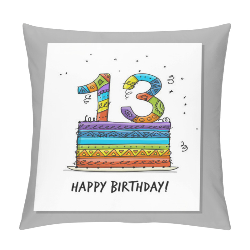 Personality  13th Anniversary Celebration. Greeting Card Template Pillow Covers