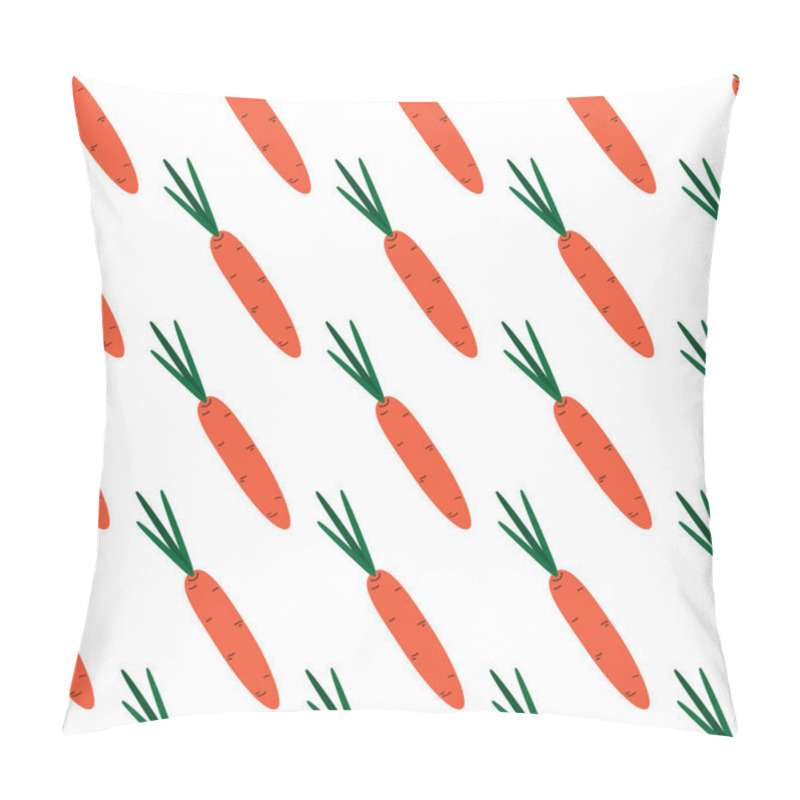 Personality  Ripe Carrot Seamless Pattern In Doodle Style In Trendy Shades. Healthy Food Background Or Wallpaper. Isolated Vector Illustration Wrapping Or Web Promo Backdrop Banner, Leaflets, Price Tag, Labels Pillow Covers