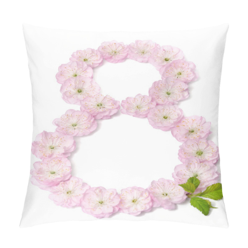 Personality  Pink Flowers In  Shape Of Number Eight On White Background Pillow Covers