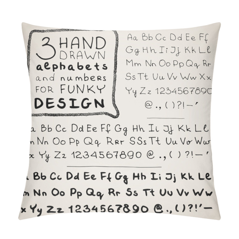 Personality  Hand Drawn Three Fonts On White Pillow Covers