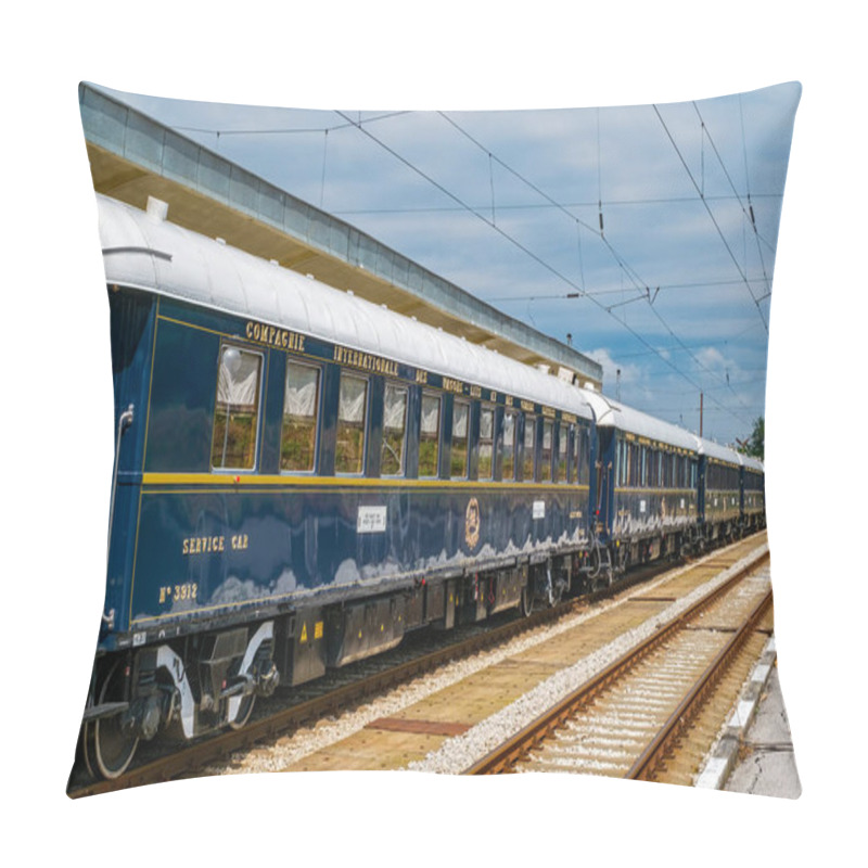 Personality  Ruse City, Bulgaria - August 29, 2017. The Legendary Venice Simplon Orient Express Is Ready To Depart From Ruse Railway Station. The Luxury Train Travels Between Paris And Istanbul. Pillow Covers