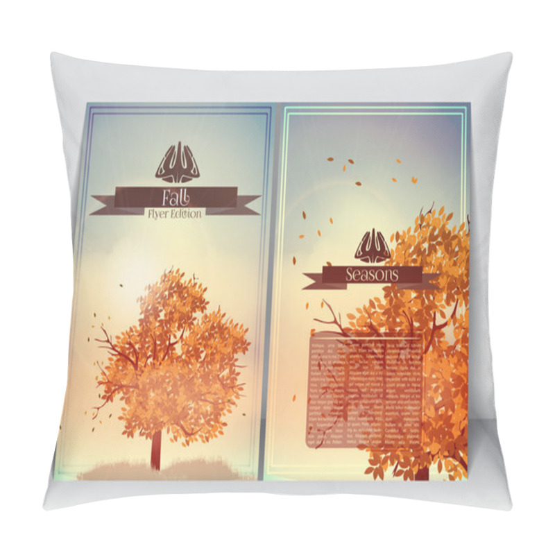 Personality  Abstract Flyer Brochure Design Template Of Fall Season With Abstract Trees - Vector Illustration Pillow Covers