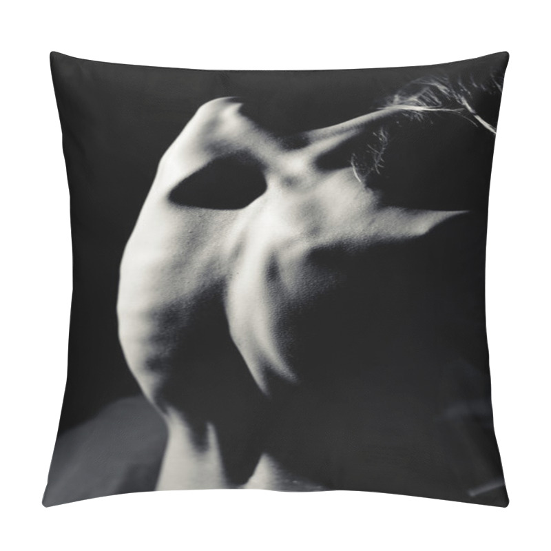 Personality  Black And White Picture Of Human Back On Copy Space Background Pillow Covers