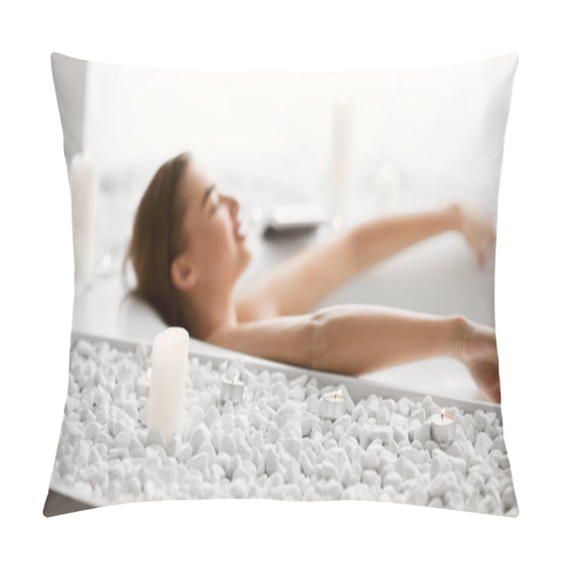 Personality  Woman Lying In Bath With Foam And Candles Pillow Covers