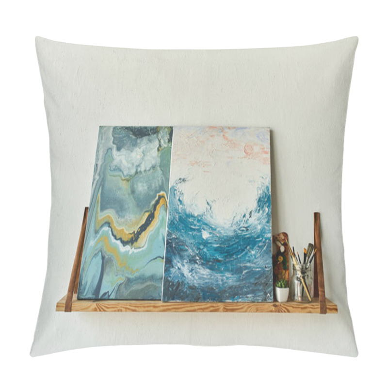 Personality  Artwork In Creative Space, With Brushes. Pillow Covers