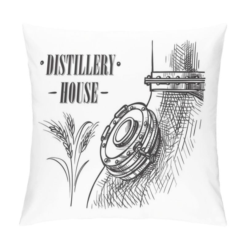 Personality  Alembic Still For Making Alcohol Inside Distillery Sketch Pillow Covers