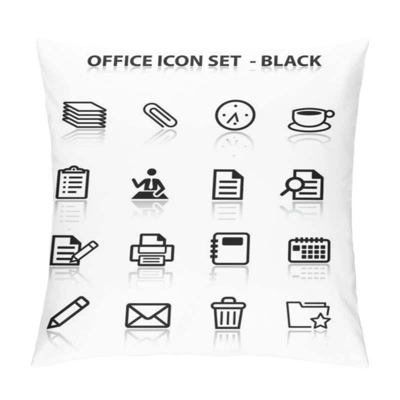 Personality  Reflect Office Icon Set (Black) Pillow Covers