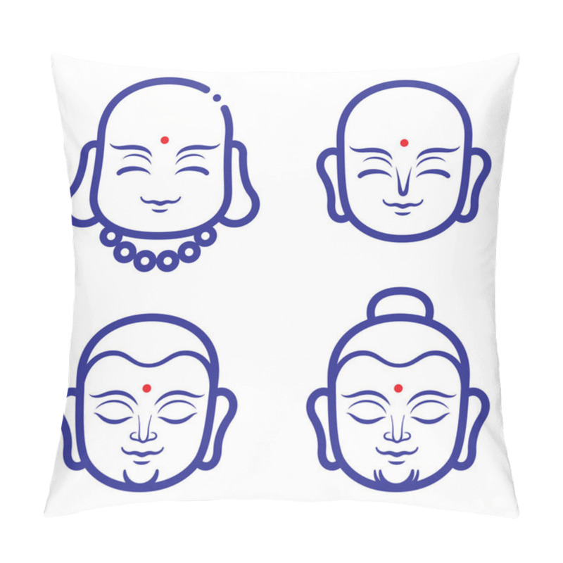 Personality  Buddha And Monk Face Vector Illustration. Pillow Covers