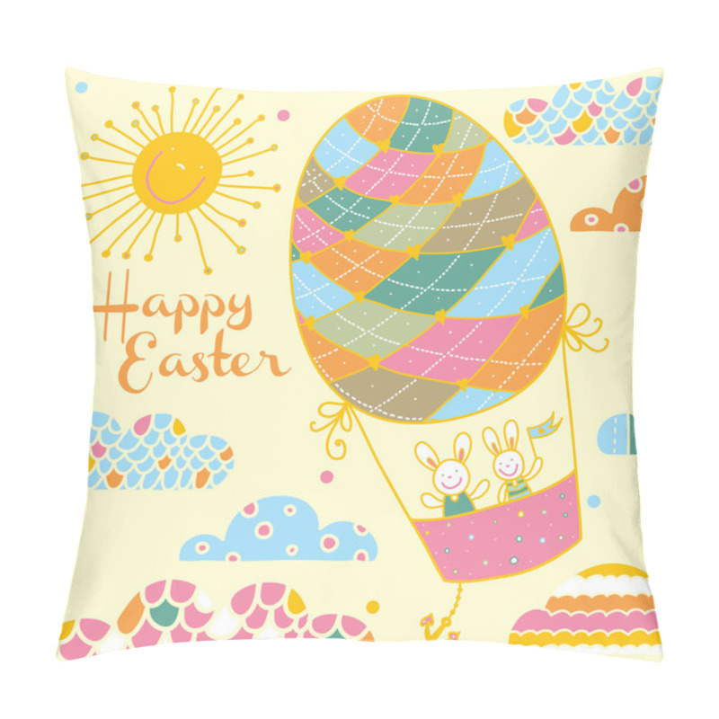 Personality  Rabbits Flying In Hot Air Balloon Pillow Covers