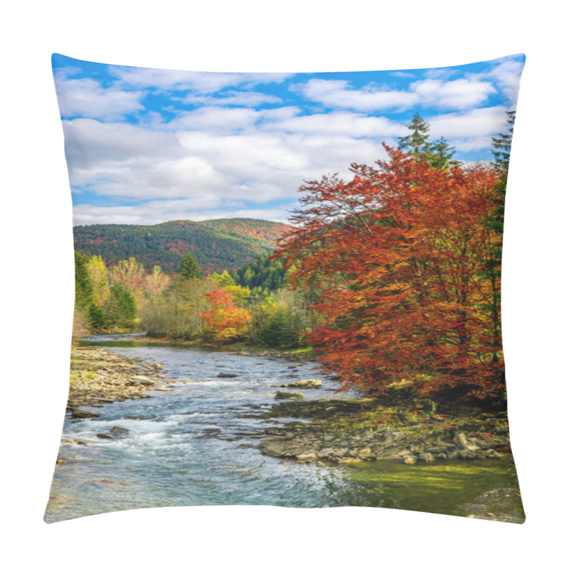 Personality  Gorgeous Day Near The Forest River In Mountains Pillow Covers