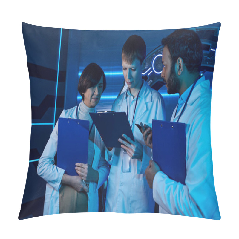 Personality  Venturing Ahead: Scientists Guide Trainee In Alien Life Research At Advanced Center Pillow Covers