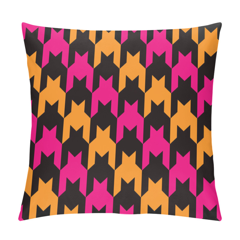 Personality  Diagonal Houndstooth In Pink, Orage And Black Pillow Covers