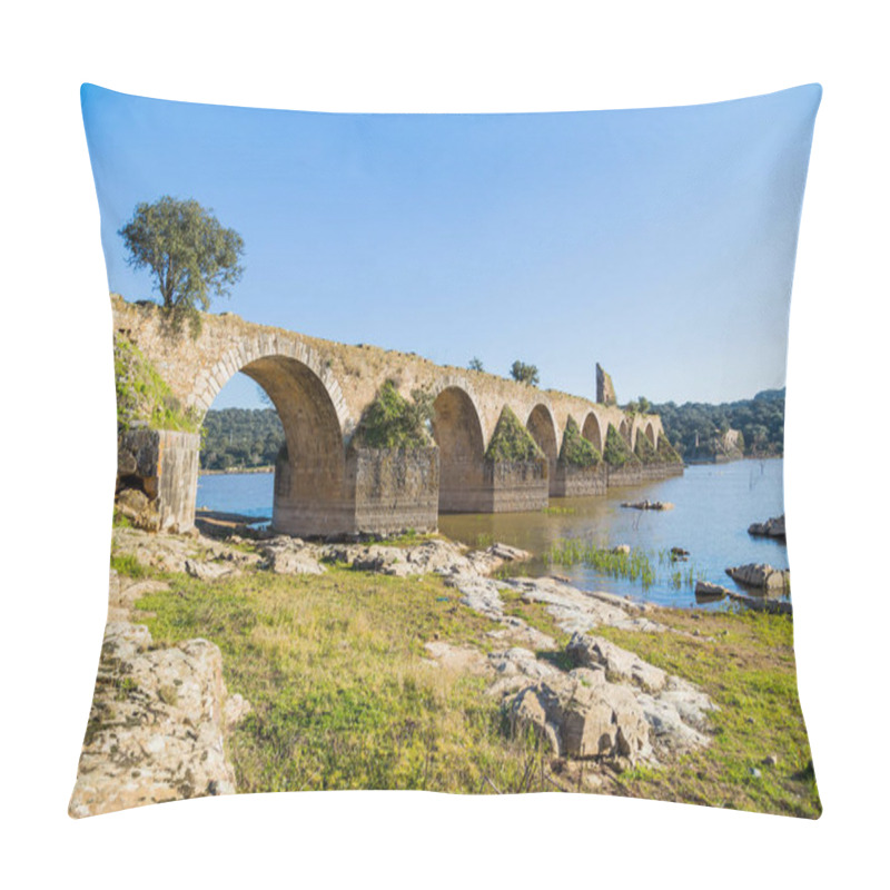 Personality  Ajuda Bridge Over The Guadiana River Between Elvas, Portugal And Olivenza, Spain. Pillow Covers