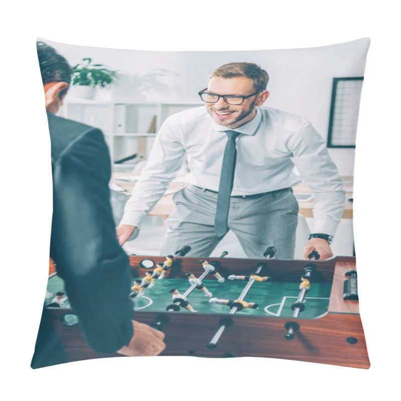 Personality  Businessmen Playing Table Football In Modern Office  Pillow Covers