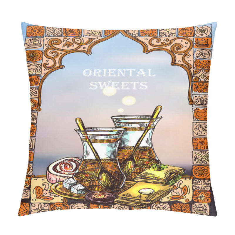 Personality  East Tea Illustration Pillow Covers