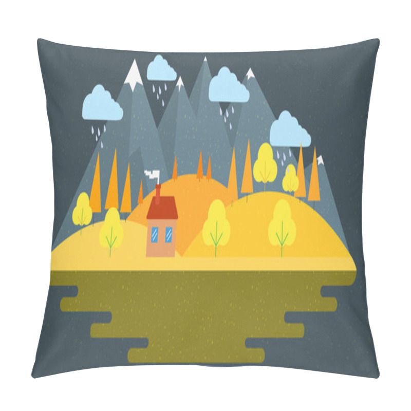 Personality  Nature Autumn Landscape. Vector Illustration In Flat Design Style. Pillow Covers