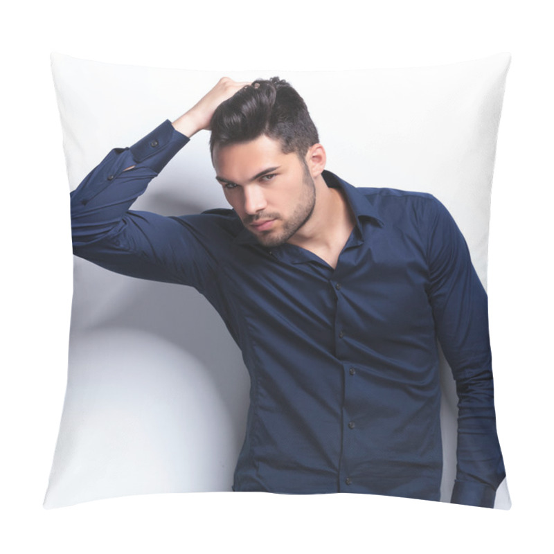 Personality  Young Man Adjusting His Hair Pillow Covers