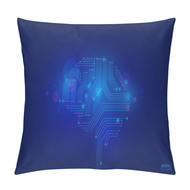 Personality  Ai Artificial Intelligence Vector Background. Machine System Learning Concept. Futuristic Brain With Circuit Board Elements. Digital Cyber Technology Innovation. Pillow Covers