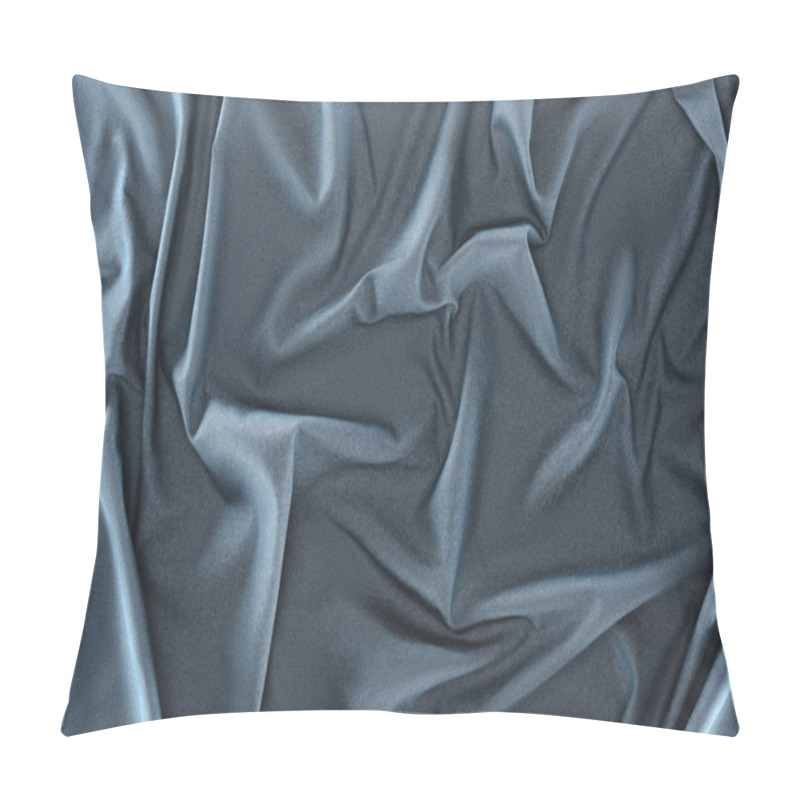 Personality  Close Up View Of Crumpled Blue Silk Fabric As Background Pillow Covers