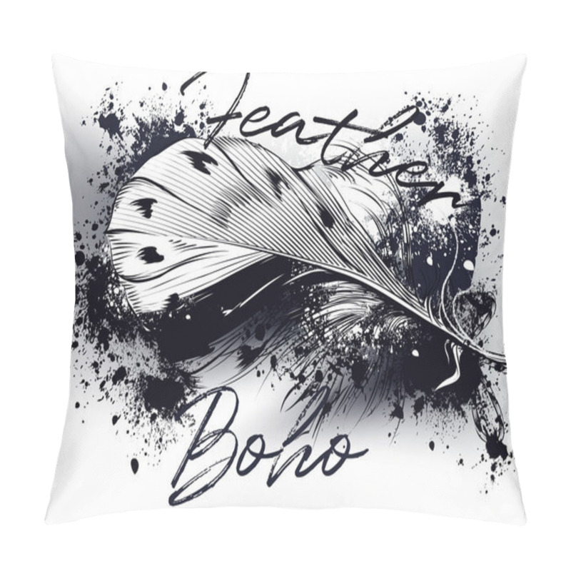 Personality  Beautiful Feather On A Grunge Background. Boho Design Pillow Covers