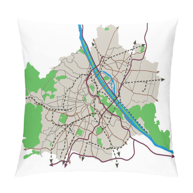 Personality  Vienna (Austria) Transportation Vector Map Pillow Covers