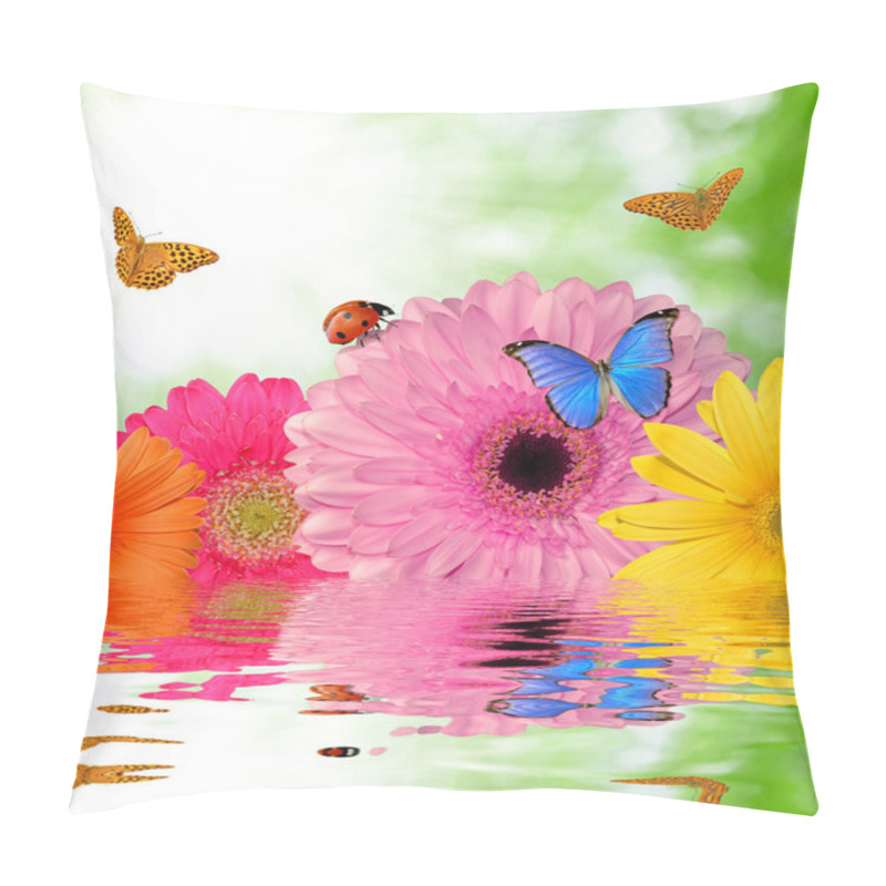 Personality  Gerberas With Butterflies And Ladybug Pillow Covers