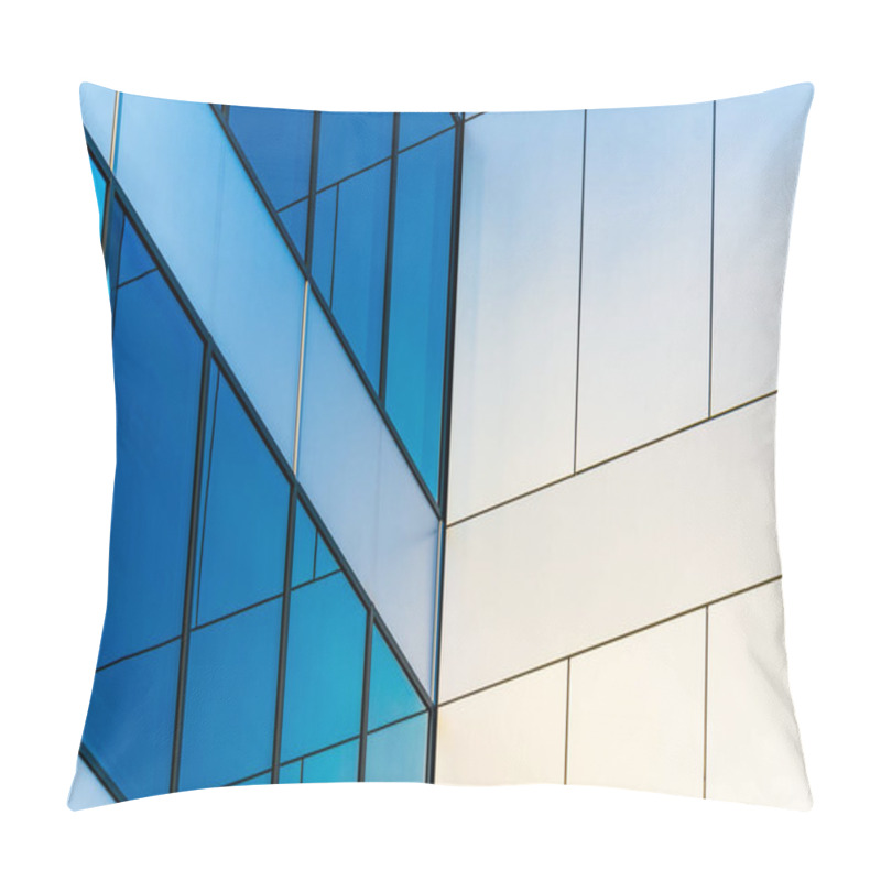 Personality  Modern Geometric Glass And Metal Facade With Blue-Tinted Windows In Contemporary Design Pillow Covers