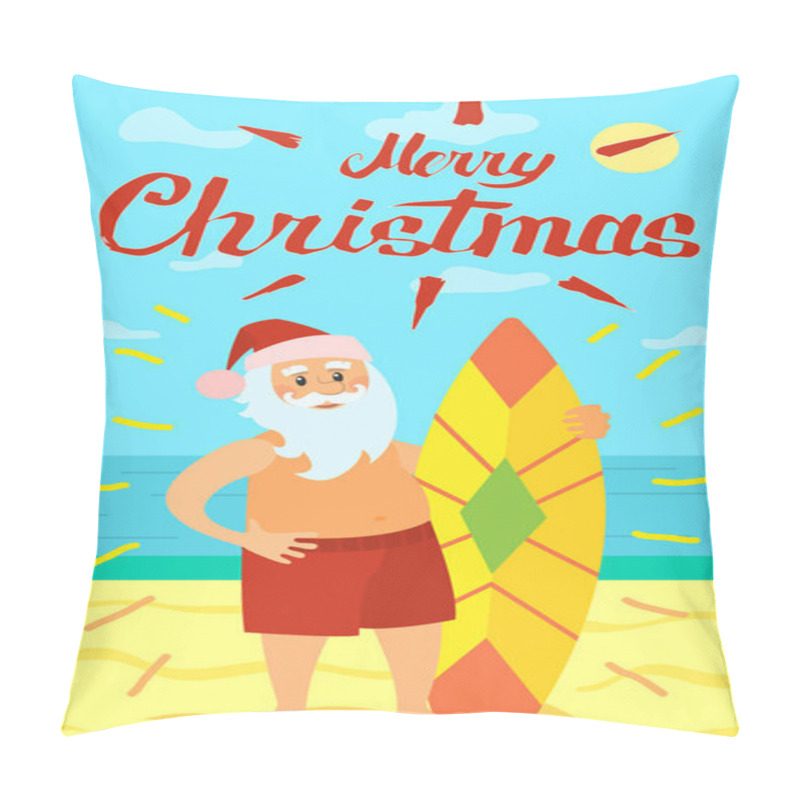 Personality  Merry Christmas, Santa Claus And Surfing Board Pillow Covers