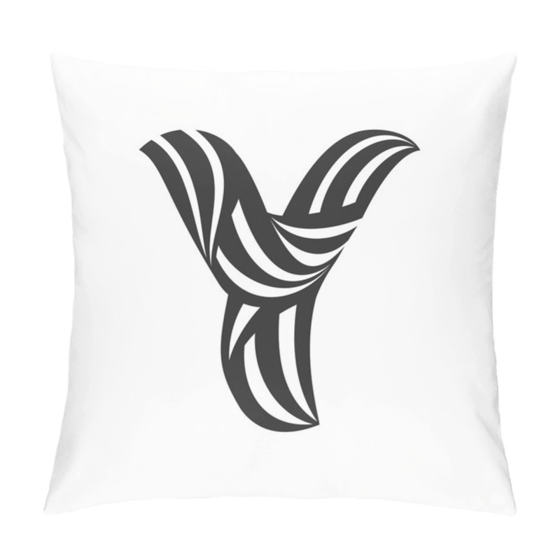 Personality  Y Letter  Formed By Twisted Lines. Pillow Covers