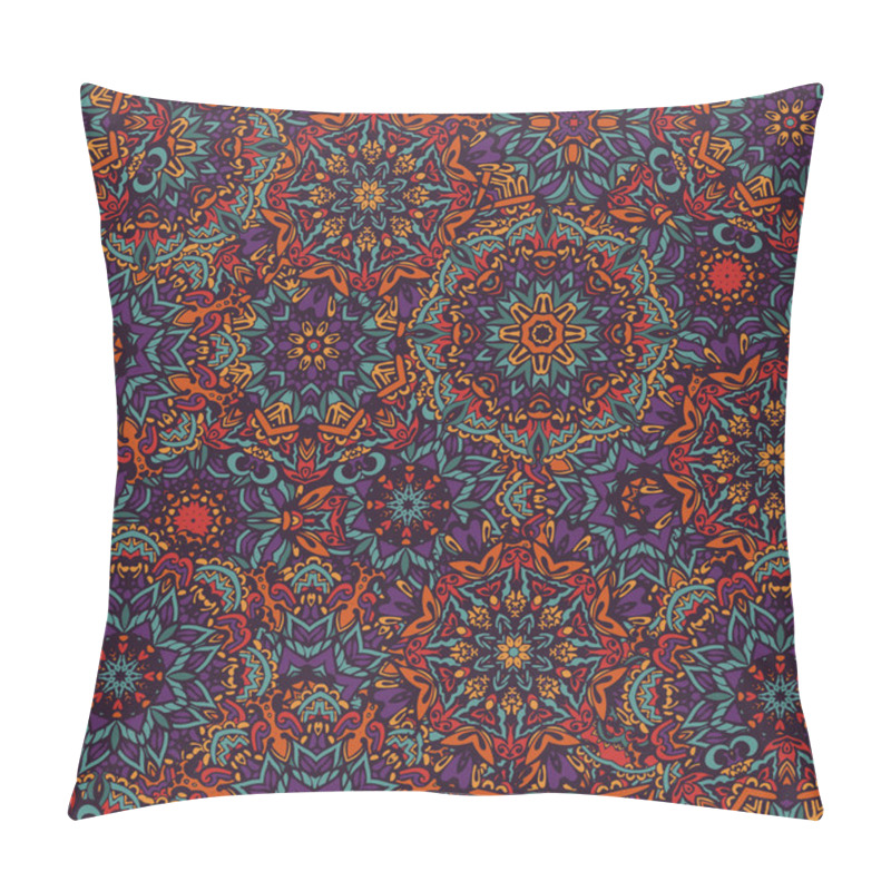 Personality  Seamless Ethnic Pattern With Floral Motives. Mandala Stylized Print Template For Fabric And Paper. Pillow Covers