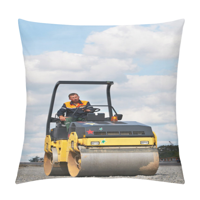 Personality  Compactor Roller Machinery At Road Work Pillow Covers