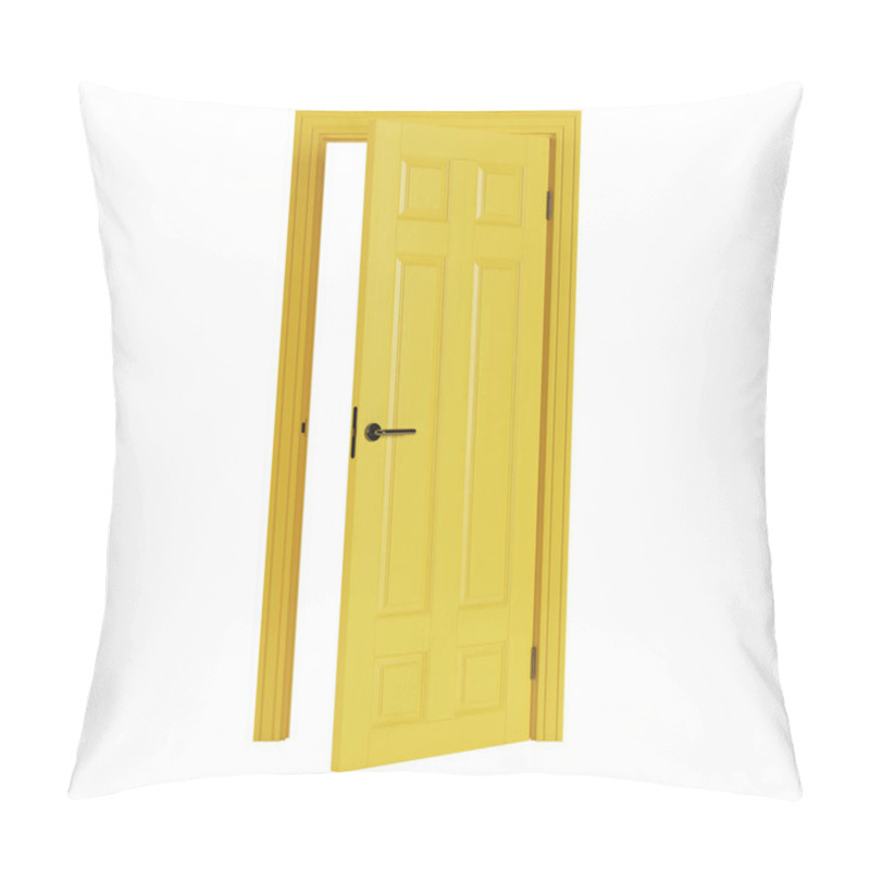 Personality  Yellow Door Isolated On White Background. 3D Rendering. Pillow Covers