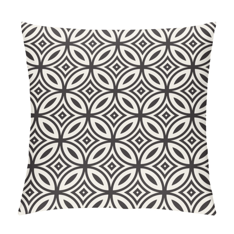 Personality  Vector Seamless Black And White Geometric Rounded Lines Pattern. Abstract Geometric Background Design Pillow Covers