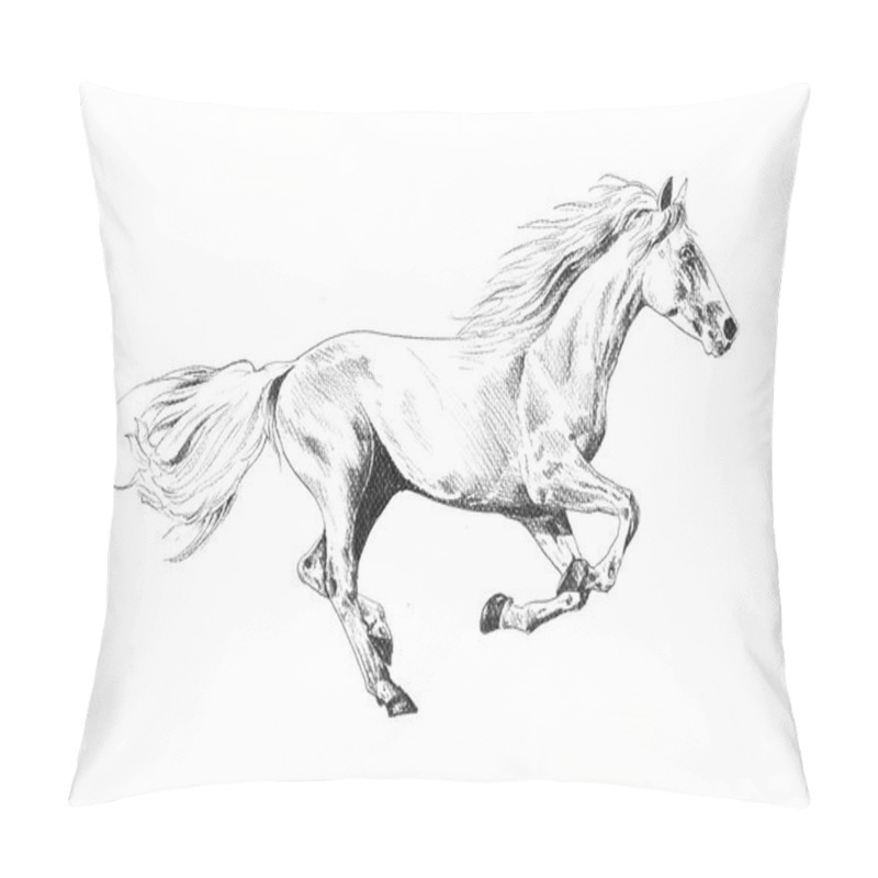 Personality  Freehand Horse Head Pencil Drawing Pillow Covers