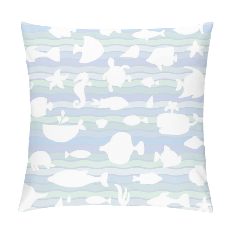 Personality  Seamless Pattern With Silhouettes Of Fish Pillow Covers