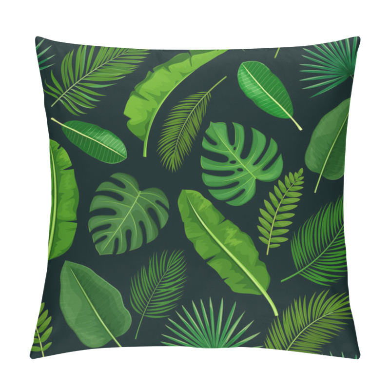 Personality  Tropical Leaves Seamless Pattern. Jungle Exotic Banana Leaf, Philodendron, Areca Palm, Royal Fern And Plumeria. Vector Background Summer Tropical Paradise Design Vacation. Pillow Covers