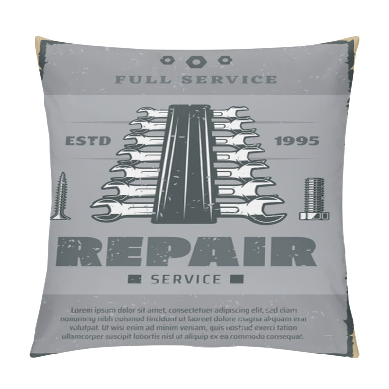 Personality  Repair Service Wrench Tools Vector Retro Poster Pillow Covers