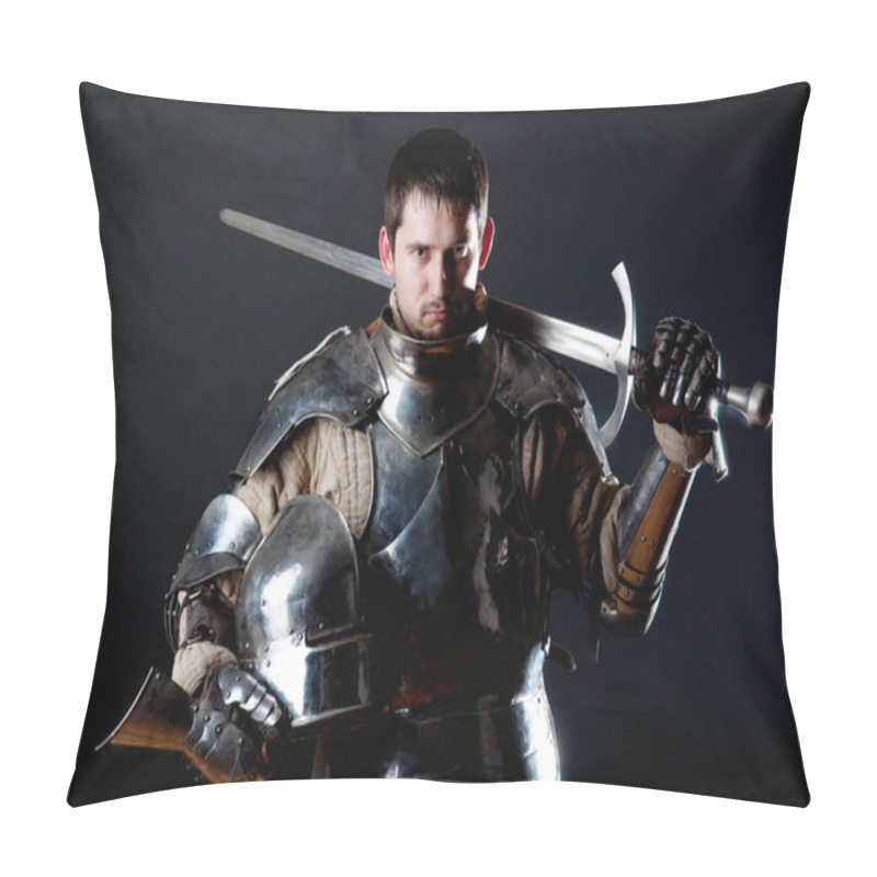 Personality  Knight Holding Sword And Helmet Pillow Covers