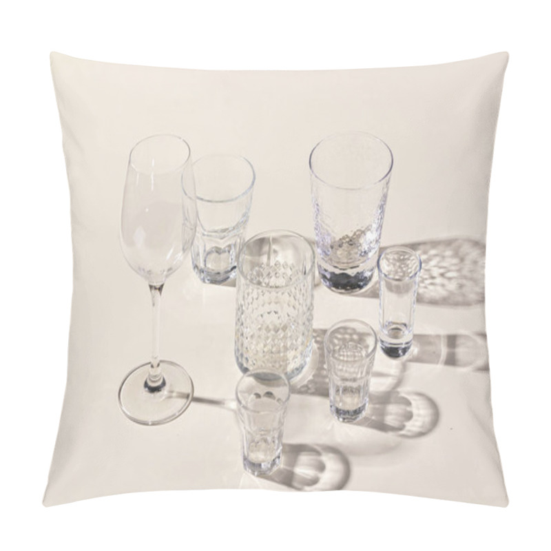 Personality  A Vertical Shot Of A Set Of Glasses With Shadows Pillow Covers